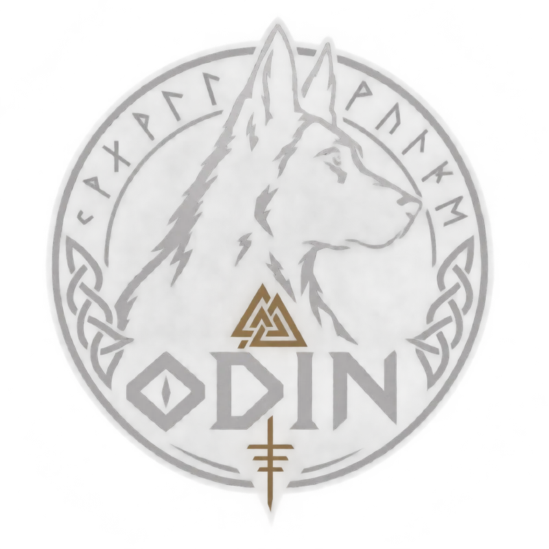 ODIN-K9 crest: a wolf-like Malinois profile inside a runic circle
